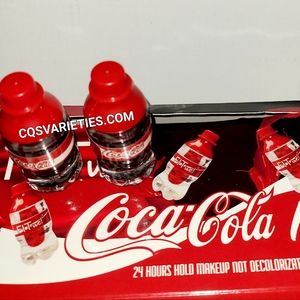 Coca Cola Soda Bottle Shape Matte Lip Gloss 2 Pc Set. Cherry Or Deep Red Color